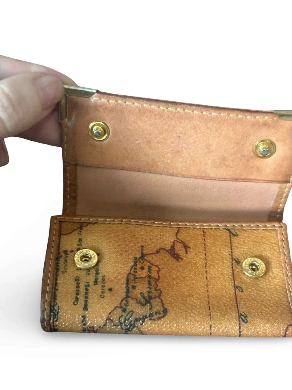 Alviero Martini Map-Print Card & Key Holder - Tan